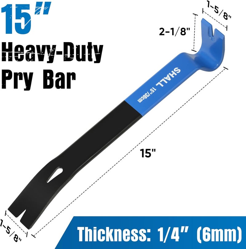 SHALL شريط برغي مسطح 15 بوصة، مزيل مسامير ثقيل، شريط قلاب من فولاذ عالي الكربون، شريط عجيب، أداة برغي مقاومة للتآكل لإزالة الألواح، تجديد المنزل والأعمال الخشبية - Image 2